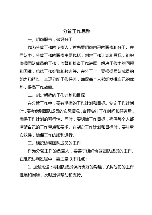 分管 工作思路