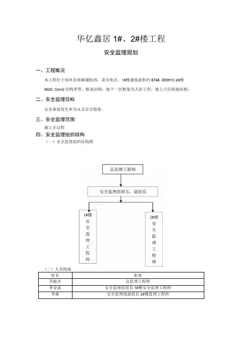 住宅楼工程安全监理规划
