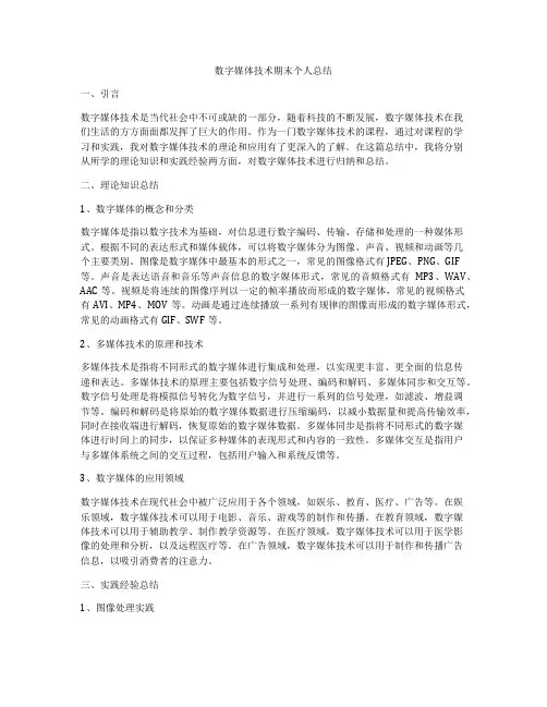 数字媒体技术期末个人总结