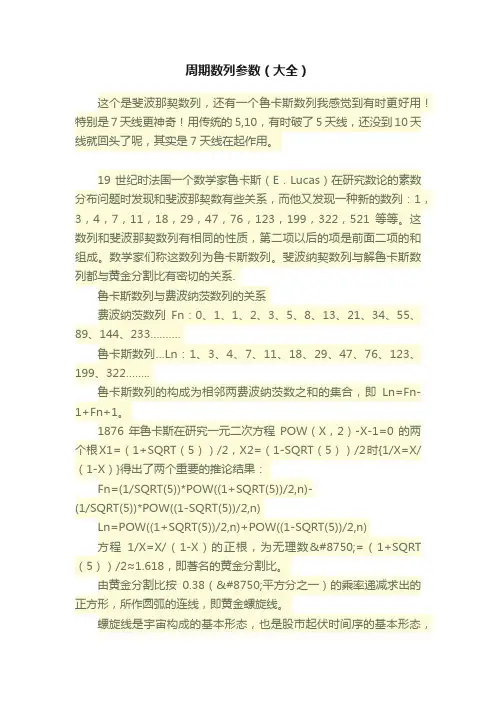 周期数列参数（大全）