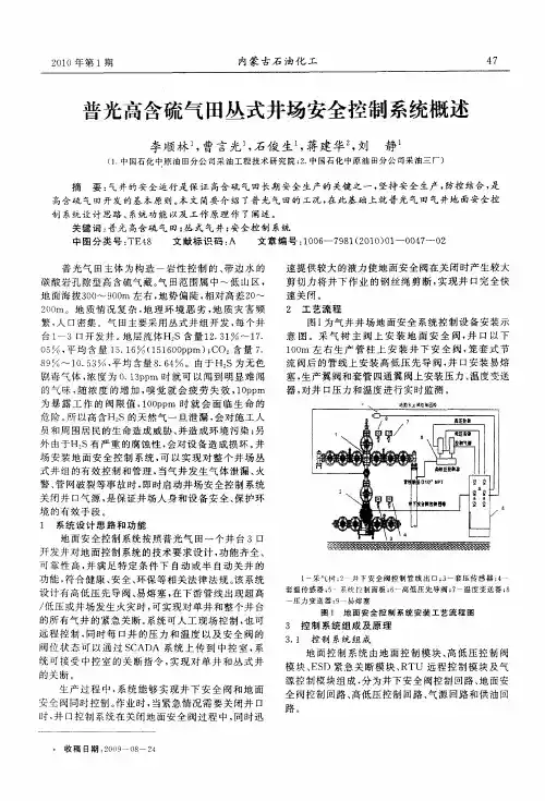 普光高含硫气田丛式井场安全控制系统概述