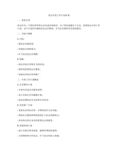 协会年度工作计划6篇