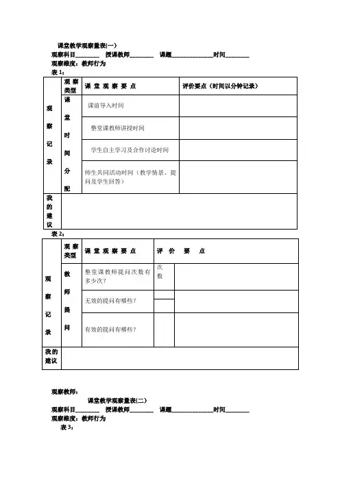 课堂教学观察量表一、二
