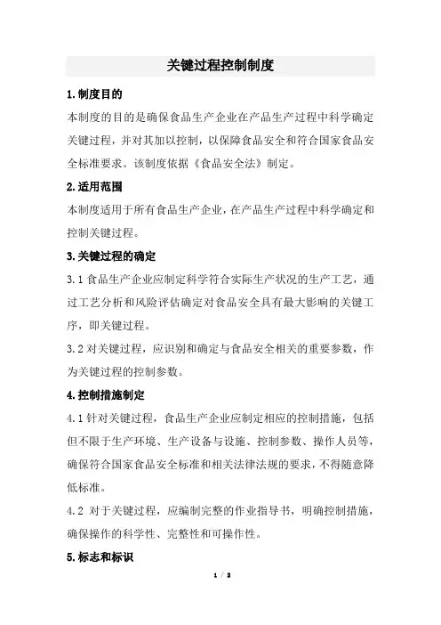 关键过程控制制度(经典版)