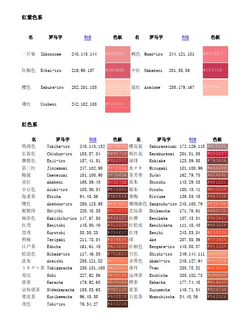 日本传统色系