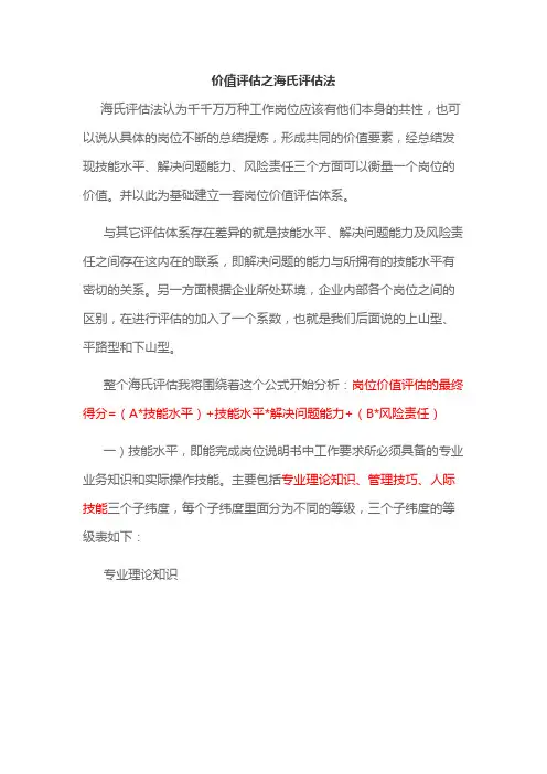 价值评估之海氏评估法