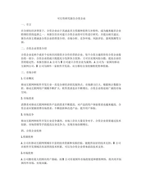 可行性研究报告合资企业
