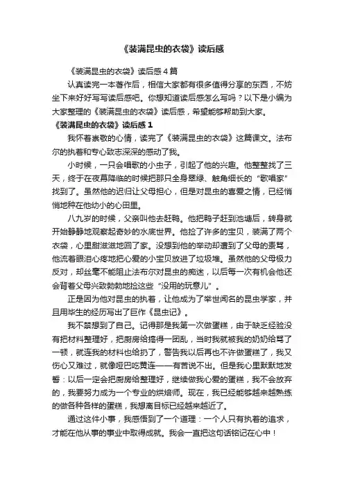 《装满昆虫的衣袋》读后感