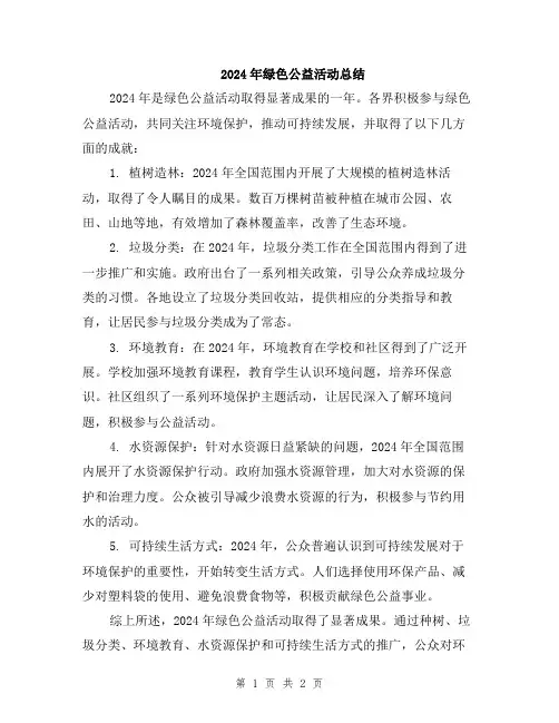 2024年绿色公益活动总结