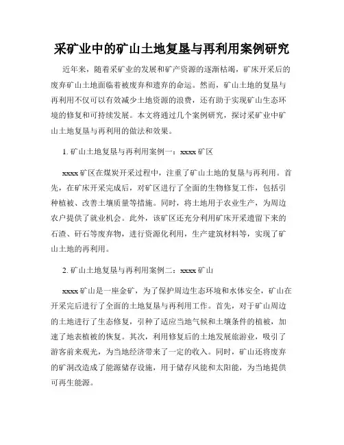 采矿业中的矿山土地复垦与再利用案例研究