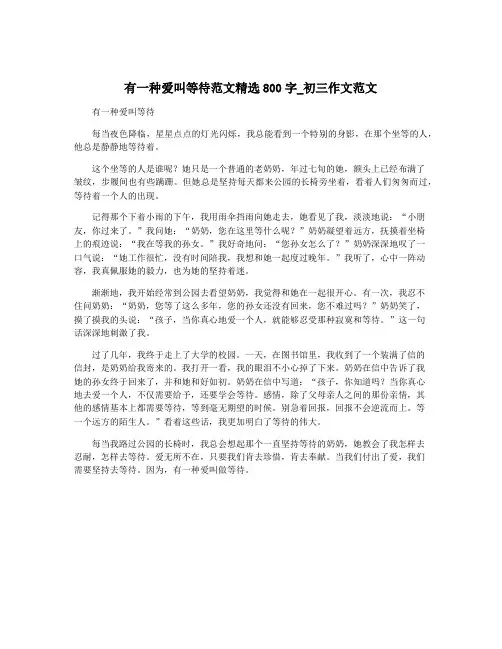 有一种爱叫等待范文精选800字_初三作文范文
