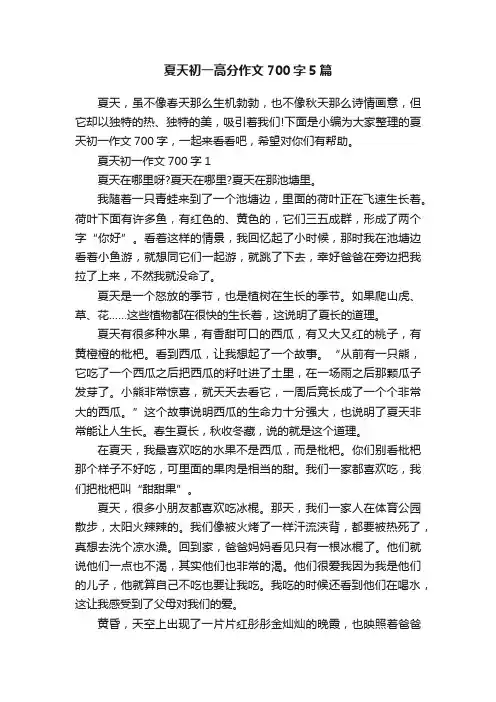 夏天初一高分作文700字5篇