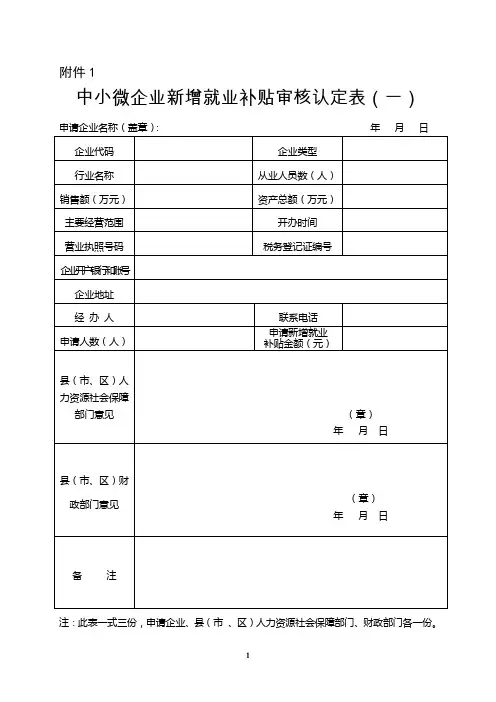 河北省人社局补助申请表格完整版