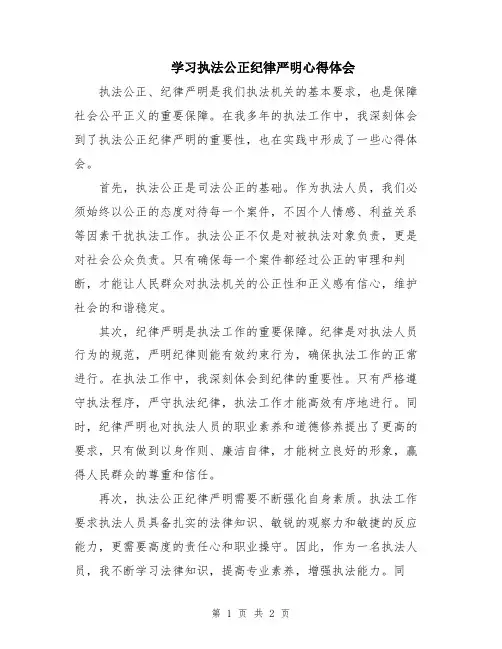学习执法公正纪律严明心得体会