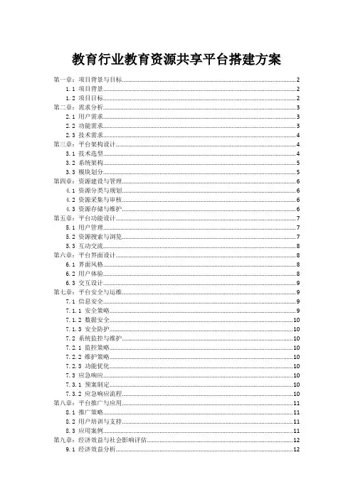 教育行业教育资源共享平台搭建方案