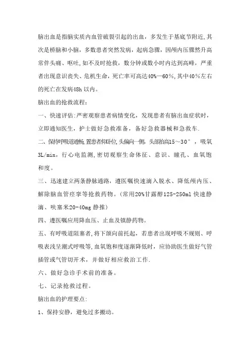 脑出血的抢救流程