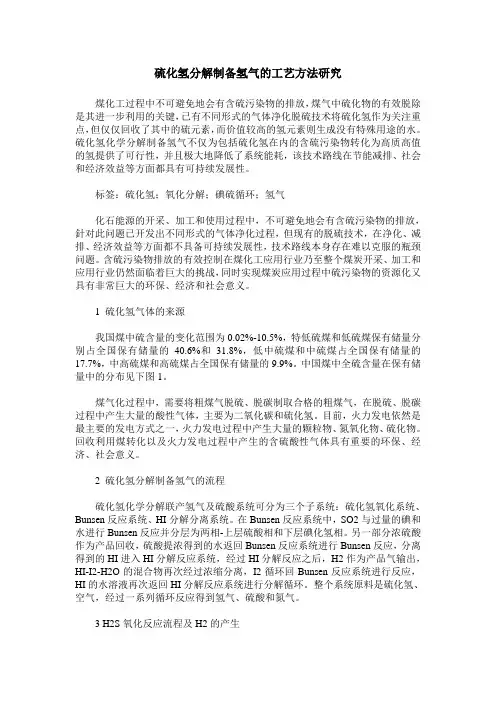 硫化氢分解制备氢气的工艺方法研究