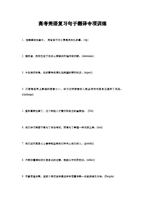 高考英语复习句子翻译专项训练