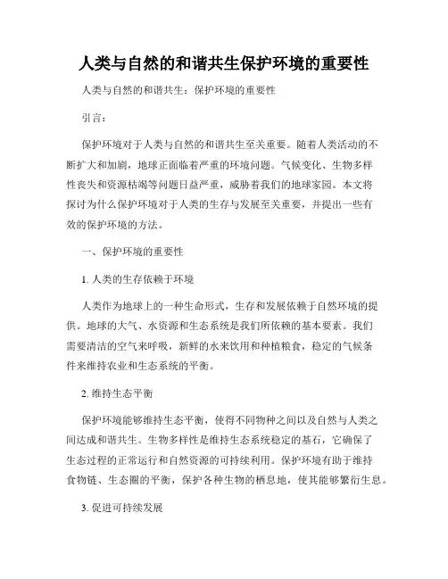 人类与自然的和谐共生保护环境的重要性
