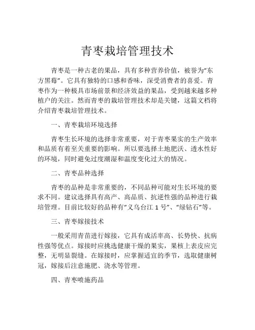 青枣栽培管理技术