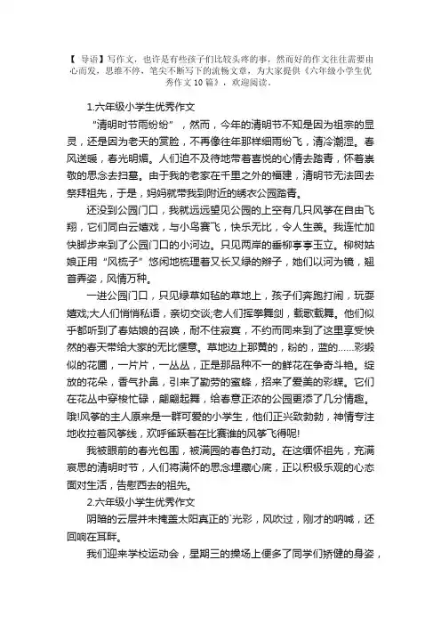 六年级小学生优秀作文10篇