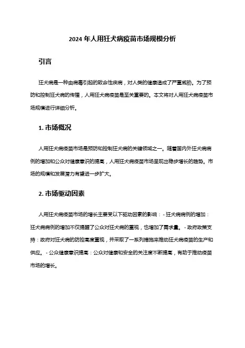 2024年人用狂犬病疫苗市场规模分析