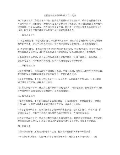 责任督学挂牌督导年度工作计划表