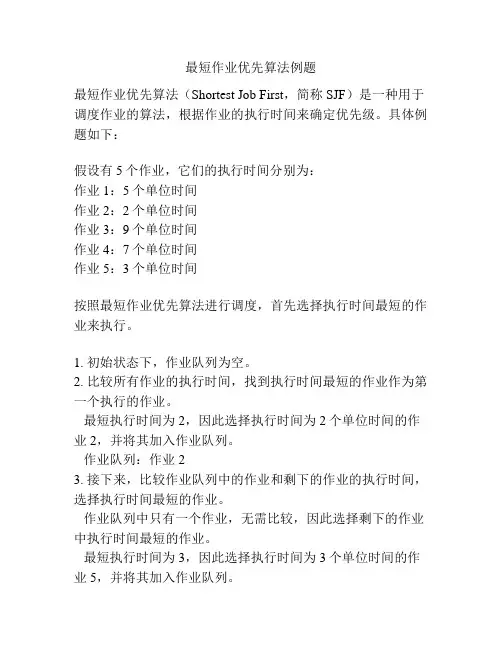 最短作业优先算法例题