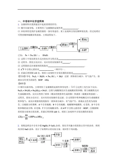 2020-2021【化学】培优流程图辅导专题训练含答案