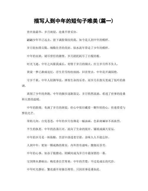 描写人到中年的短句子唯美(精选2篇)