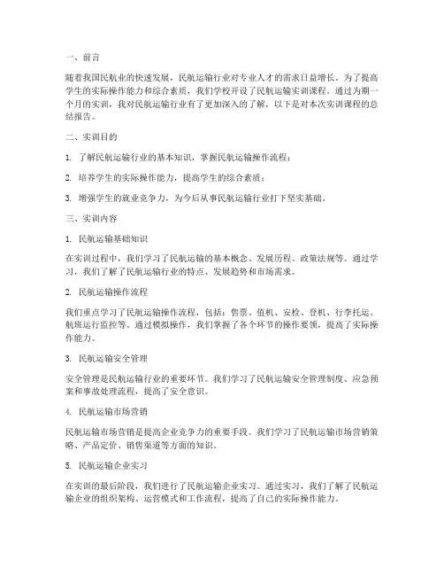 民航运输实训课程总结报告