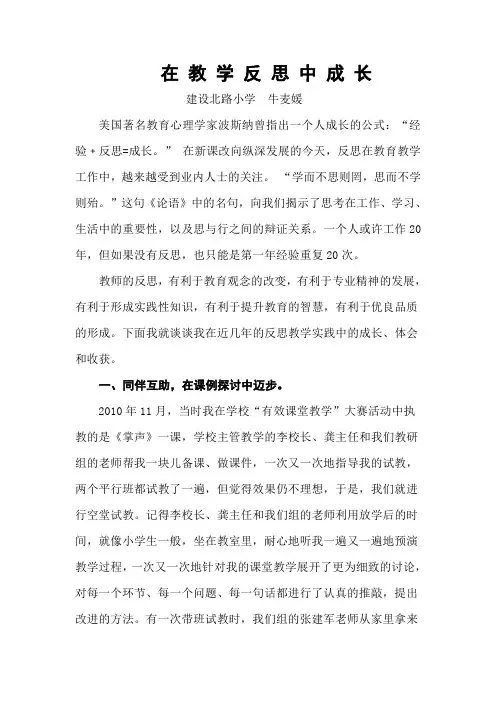 在 教 学 反 思 中 成 长