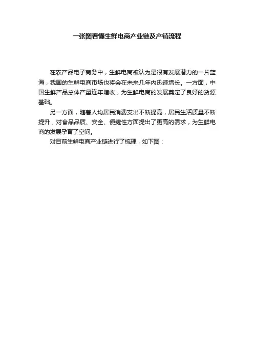 一张图看懂生鲜电商产业链及产销流程