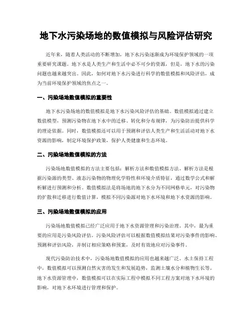地下水污染场地的数值模拟与风险评估研究