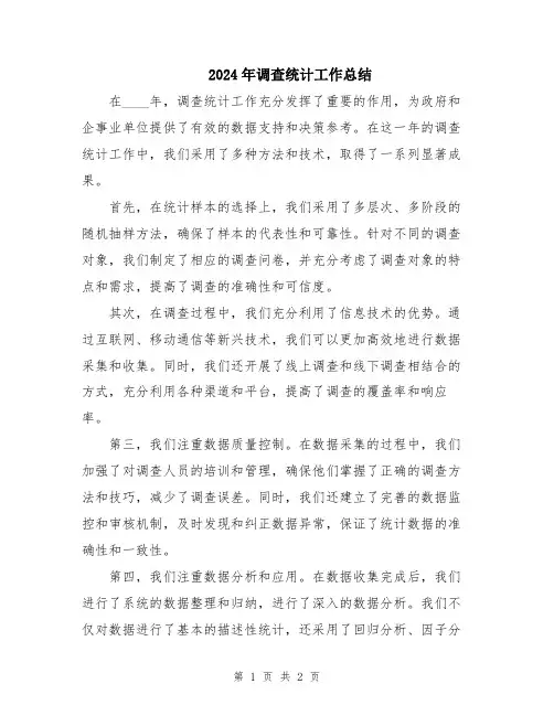 2024年调查统计工作总结