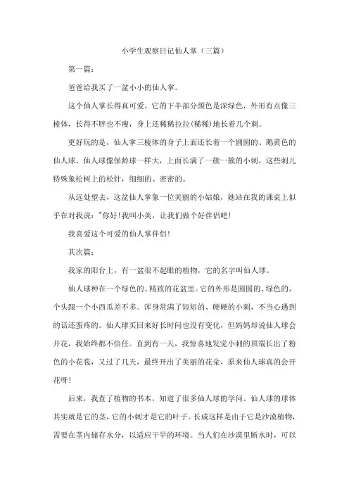小学生观察日记仙人掌(三篇)