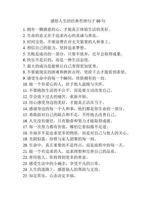 感悟人生的经典哲理句子80句
