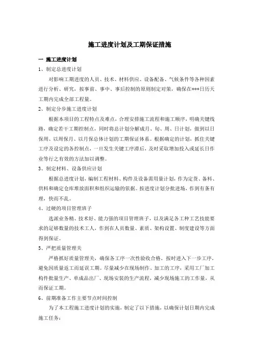 幕墙工程施工进度计划及工期保证措施
