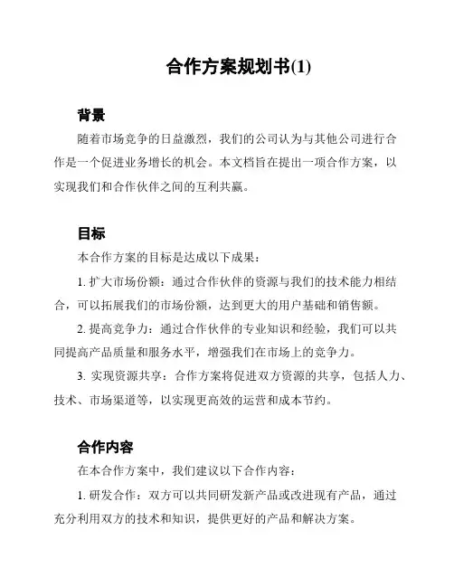 合作方案规划书(1)