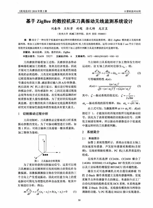 基于ZigBee的数控机床刀具振动无线监测系统设计