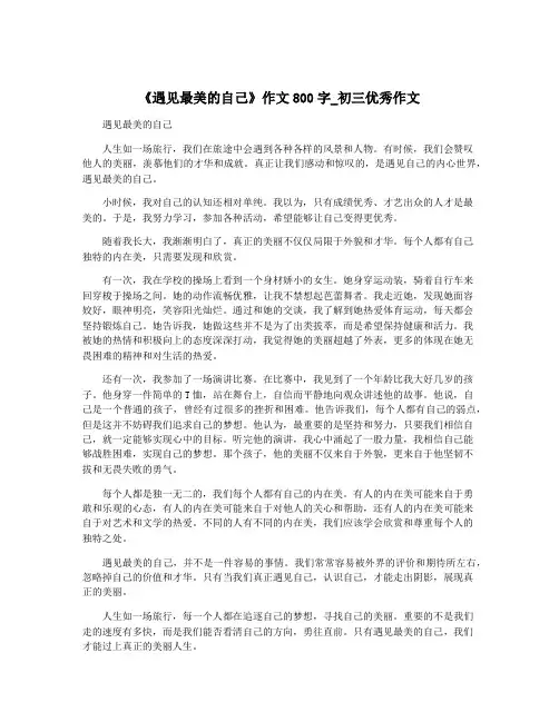 《遇见最美的自己》作文800字_初三优秀作文