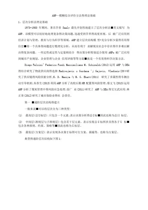 AHP——模糊综合评价方法的理论基础