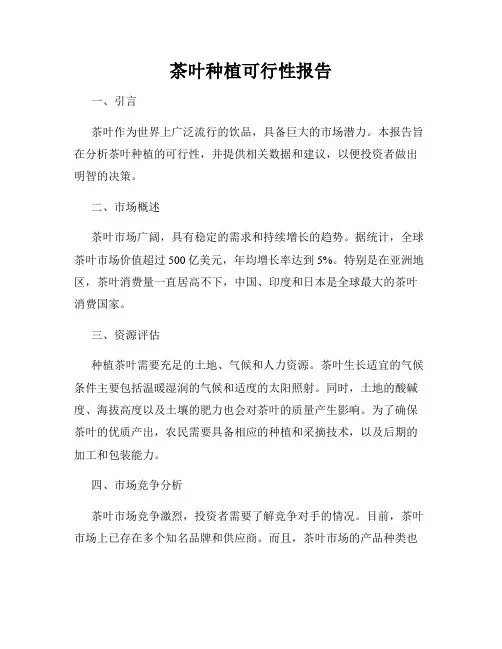 茶叶种植可行性报告
