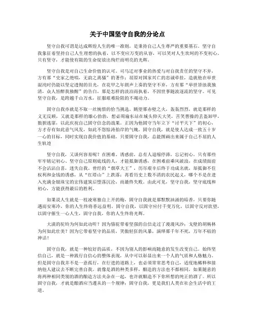 关于中国坚守自我的分论点