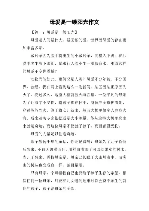 母爱是一缕阳光作文
