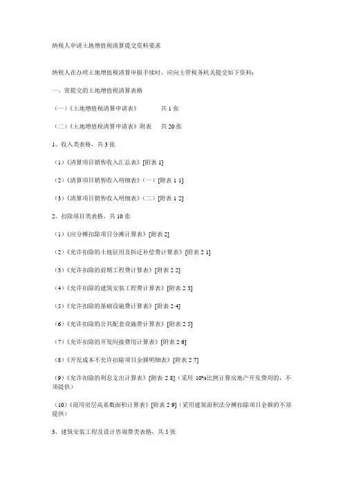 纳税人申请土地增值税清算提交资料要求---南宁税务局