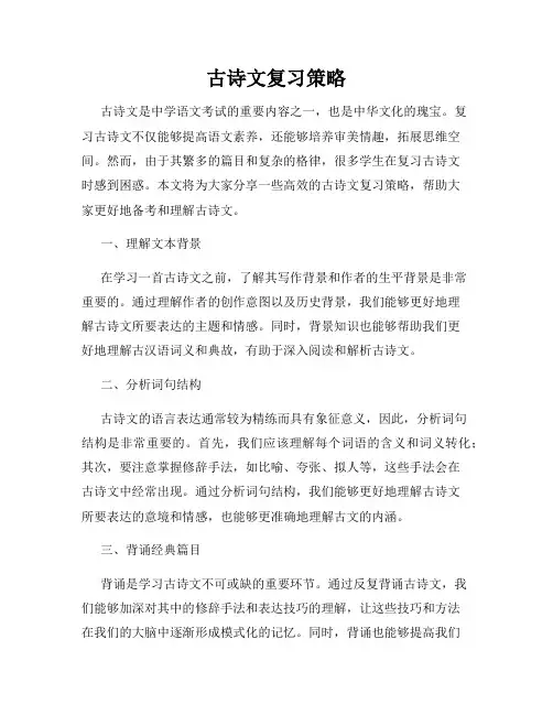 古诗文复习策略
