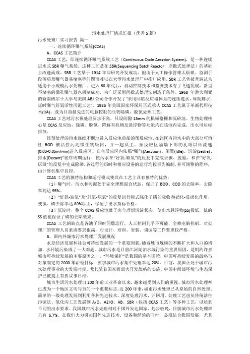 污水处理厂情况汇报(优秀5篇)