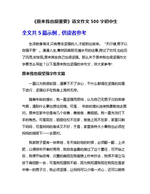《原来我也很重要》语文作文500字初中生
