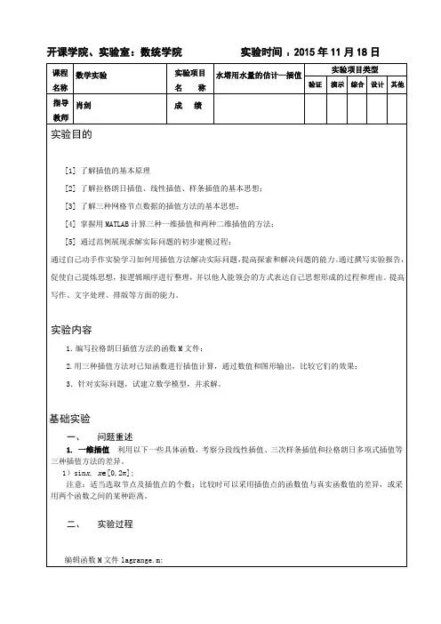 重庆大学  数学模型  数学实验作业1
